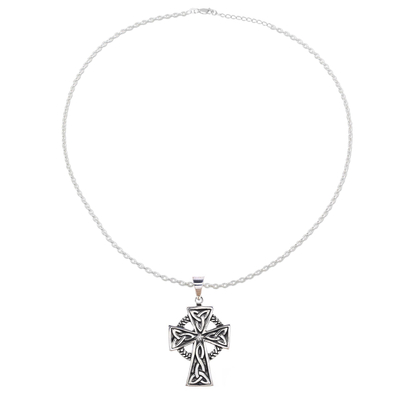 Celtic Cross Sterling Silver Pendant Necklace from India