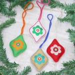 Wool felt ornaments, 'Diamond Mine' (set of 4) - Assorted Color Wool Felt Diamond Shaped Ornaments (Set of 4)