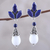 Agate and lapis lazuli dangle earrings, 'Glowing White' - Agate and Lapis Lazuli Dangle Earrings from India thumbail