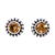 Citrine stud earrings, 'Glistening Sunshine' - Round Citrine and Sterling Silver Dot Motif Stud Earrings (image 2a) thumbail