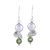 Pendientes colgantes de perlas cultivadas y peridoto - Pendientes colgantes de hojas de plata de ley con peridoto y perlas cultivadas