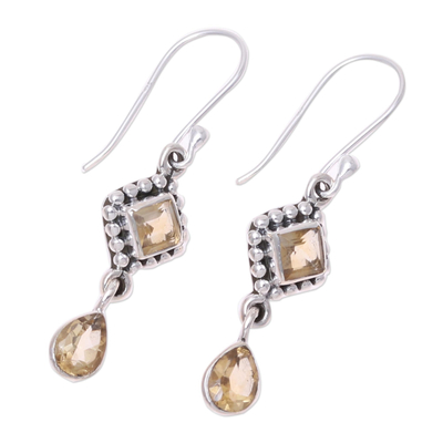 Citrine dangle earrings, 'Shimmering Light' - Multi-Shape Citrine and Sterling Silver Dangle Earrings