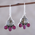 Labradorite and agate dangle earrings, 'Earth Aglow' - Labradorite and Pink Agate Sterling Silver Dangle Earrings