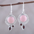 Opal and garnet dangle earrings, 'Glory in Pink' - Opal and Garnet Dangle Earrings from India thumbail