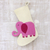 Wollfilzstrumpf - Elfenbeinfarbener und rosa Elefanten-Weihnachtsstrumpf aus Indien