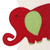 Media de fieltro de lana - Calcetín con tema de elefante rojo, verde y marfil