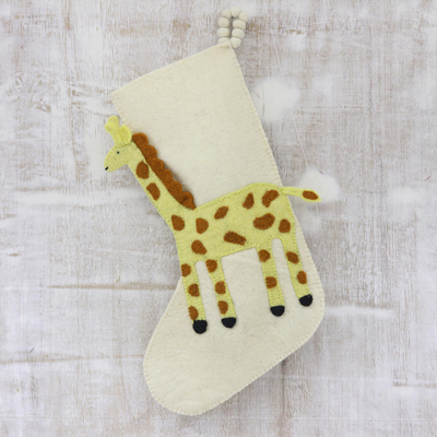 Wollfilzstrumpf - Applikation Weihnachtsstrumpf mit Giraffe