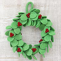 Wool felt wreath, 'Holiday Celebration'