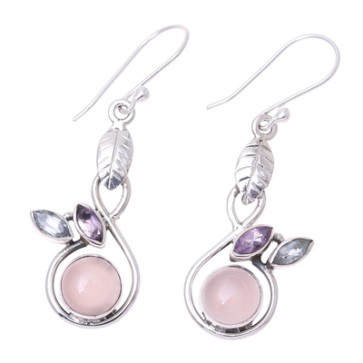 Multi-gemstone dangle earrings, 'Spring Beauty' - Multi-Gemstone Dangle Earrings from India
