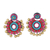 Ceramic dangle earrings, 'Bollywood Crescents' - Pink and Blue Ceramic Dangle Earrings from India