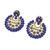 Ohrhänger aus Keramik - Blaue und goldfarbene Keramik-Ohrhänger aus Indien