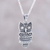 Sterling silver pendant necklace, 'Owl Flair' - Combination Finish Sterling Silver Owl Pendant Necklace (image 2) thumbail