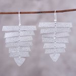 Rhodium plated sterling silver dangle earrings, 'Beautiful Shimmer' - Modern Rhodium Plated Sterling Silver Dangle Earrings