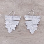 Rhodium plated sterling silver dangle earrings, 'Beautiful Shimmer' - Modern Rhodium Plated Sterling Silver Dangle Earrings