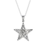Sterling silver pendant necklace, 'Guiding Light' - Handcrafted Sterling Silver Ornate Star Pendant Necklace