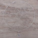 Sterling silver pendant necklace, 'Guiding Light' - Handcrafted Sterling Silver Ornate Star Pendant Necklace