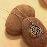 Sterling silver pendant necklace, 'Om in Symmetry' - Handcrafted Sterling Silver Om Visualized Pendant Necklace