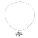 Sterling silver pendant necklace, 'Gleeful Elephant' - Handcrafted Sterling Silver Elephant Pendant Necklace