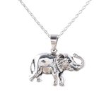 Sterling silver pendant necklace, 'Gleeful Elephant' - Handcrafted Sterling Silver Elephant Pendant Necklace