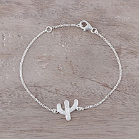 Sterling silver pendant bracelet, 'Charming Cactus'