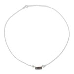 Labradorite pendant necklace, 'Sliver of Dusk' - Modern Labradorite and Sterling Silver Pendant Necklace