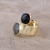 Gold plated quartz and onyx wrap ring, 'Twilight Drama' - Onyx and Tourmalinated Quartz 18k Gold Plated Wrap Ring (image 2b) thumbail