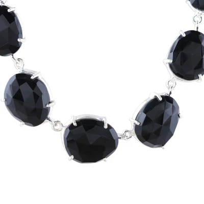 Onyx pendant necklace, 'Midnight Fascination' - Handcrafted Faceted Onyx Sterling Silver Pendant Necklace