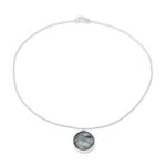 Labradorite pendant necklace, 'Aurora Moon' - Circular Labradorite Pendant Necklace from India