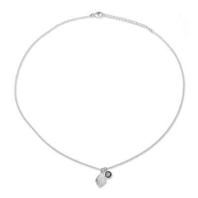 Labradorite pendant necklace, 'Swinging Hamsa' - Labradorite Hamsa Pendant Necklace from India