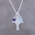 Amethyst and chalcedony pendant necklace, 'Christian Elation' - Amethyst and Chalcedony Cross Pendant Necklace from India