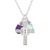 Amethyst and chalcedony pendant necklace, 'Christian Elation' - Amethyst and Chalcedony Cross Pendant Necklace from India