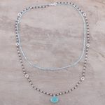 Multi-gemstone link pendant necklace, 'Sparkling Tricolor' - Multi-Gemstone Link Pendant Necklace from India