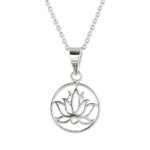 Sterling silver pendant necklace, 'Lotus in Bloom' - Handcrafted Sterling Silver Lotus Bloom Pendant Necklace