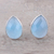 Chalcedony button earrings, 'Mystic Tears' - Teardrop Chalcedony Button Earrings from India