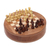 Mini wood chess set, 'Fun Times' - Handcrafted Round Acacia and Kadam Wood Chess Set from India thumbail