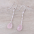Rose quartz dangle earrings, 'Raining Drops' - 8-Carat Rose Quartz Dangle Earrings from India