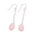 Rose quartz dangle earrings, 'Raining Drops' - 8-Carat Rose Quartz Dangle Earrings from India (image 2c) thumbail
