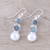 Labradorite and cultured pearl dangle earrings, 'Dance in the Clouds' - Labradorite and Cultured Pearl Dangle Earrings from India (image 2b) thumbail