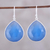Chalcedony dangle earrings, 'Deep Blue Tears' - 25-Carat Deep Blue Chalcedony Dangle Earrings from India (image 2) thumbail