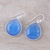 Chalcedony dangle earrings, 'Deep Blue Tears' - 25-Carat Deep Blue Chalcedony Dangle Earrings from India (image 2b) thumbail