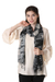 Tie-dyed cotton shawl, 'Elegant Shibori' - 100% Cotton Shibori Shawl in Black and Ivory from India (image 2b) thumbail