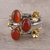 Onyx cocktail ring, 'Daylight Gala' - Floral Red-Orange Onyx Cocktail Ring from India (image 2) thumbail