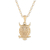 Gold plated sterling silver pendant necklace, 'Hooting Owl' - Gold Plated Sterling Silver Owl Pendant Necklace from India thumbail