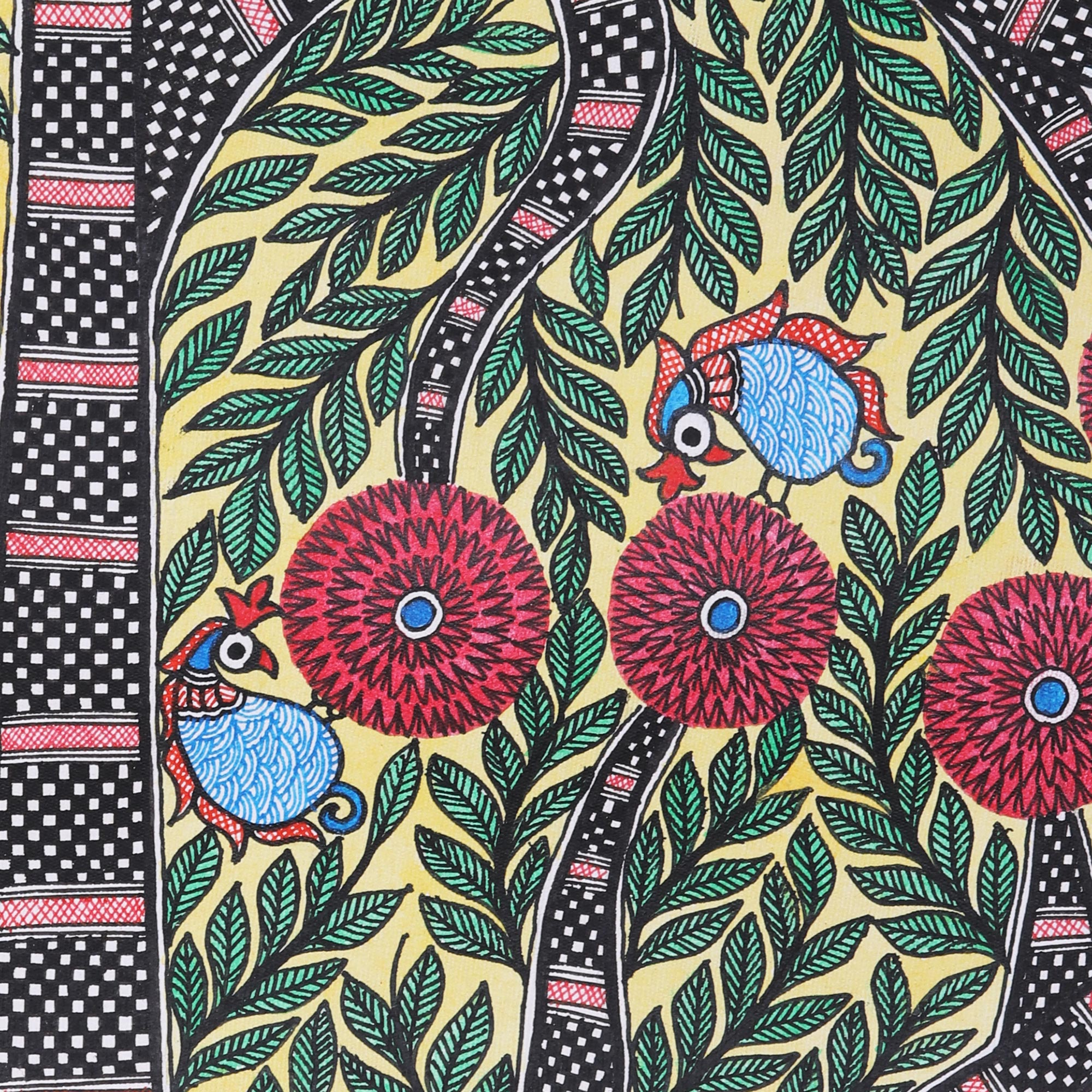 Madhubani Painting Of A Floral Tree With Birds From India Flourishing   P349422 2b 