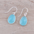 Chalcedony dangle earrings, 'Radiant Sea' - 12-Carat Blue Chalcedony Dangle Earrings from India (image 2b) thumbail