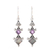 Labradorite and amethyst dangle earrings, 'Tower Charm' - Square Labradorite and Amethyst Dangle Earrings from India