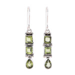 Peridot dangle earrings, 'Creativity' - 3.8-Carat Faceted Peridot Dangle Earrings from India