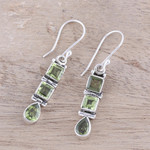 Peridot dangle earrings, 'Creativity' - 3.8-Carat Faceted Peridot Dangle Earrings from India
