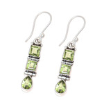 Peridot dangle earrings, 'Creativity' - 3.8-Carat Faceted Peridot Dangle Earrings from India