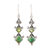 Peridot dangle earrings, 'Tower Charm' - Square Peridot and Composite Turquoise Dangle Earrings